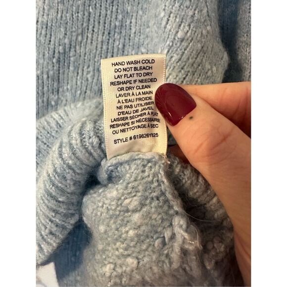 Rebecca Taylor Optic Tweed Balloon Sleeve Blue White Pullover Sweater Size Small - Picture 11 of 16